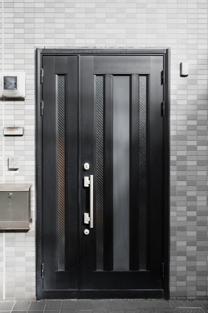 Puerta principal moderna de día